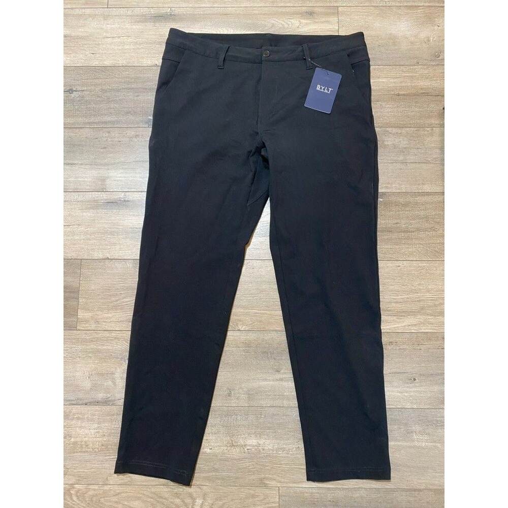 BYLT Basics Everyday Pant 2.0 Mens XXL Tapered Black Stretch Performance Chinos